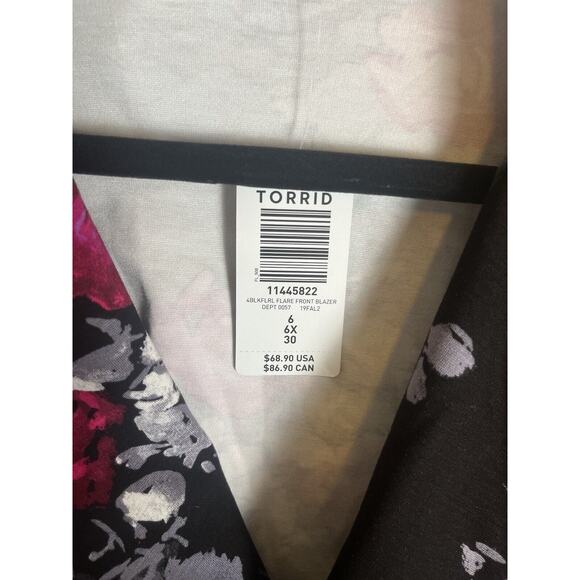 Torrid Size 6 6X Ponte Knit Flare Open Front Blazer Cardigan Floral NEW Classic - Picture 10 of 12